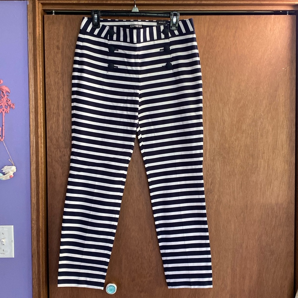 Express navy white sailor pants size 6R NWT